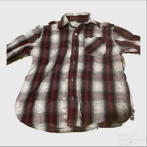 Boys Canyon River Blues Red/Gray plaid button up S(8)